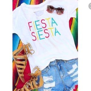 “Fiesta Siesta” white graphic tee